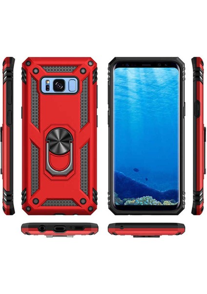 Samsung Galaxy S8 Kılıf Çift Katmanlı Polikarbon Koruma ve Manyetik Tutucu Stand Yüzük modelleri