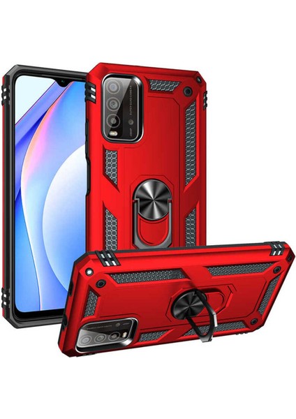 Xiaomi Poco M3 Kılıf Çift Katmanlı Polikarbon Koruma ve Manyetik Tutucu Stand Yüzük