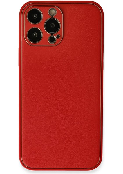 Iphone 13 Pro Kılıf Coco Deri Silikon Kapak - Kırmızı Svlrs