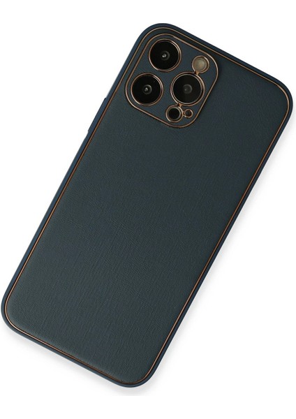 Iphone 13 Pro Max Kılıf Coco Deri Silikon Kapak - Mavi Svlrs
