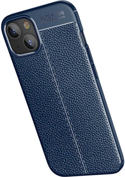 Apple iPhone 14 Plus Uyumlu Kılıf Deri Görünümlü Karbon Niss Silikon Kapak