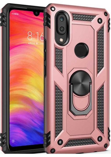 Huawei Y7 Prime 2019 Kılıf Çift Katmanlı Polikarbon Koruma ve Manyetik Tutucu Stand Yüzük