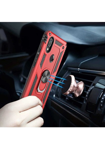 Huawei Y7 Prime 2019 Kılıf Çift Katmanlı Polikarbon Koruma ve Manyetik Tutucu Stand Yüzük fiyatları
