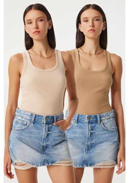 2'li Fitilli Kalın Askılı Örme Atlet