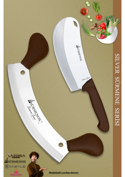 Sürmene Silver Serisi Kahve Sap Mutfak Bıçak Bıçağı Salata Börek Bıçağı Pizza Bıçağı 2 Li (SRM-036)
