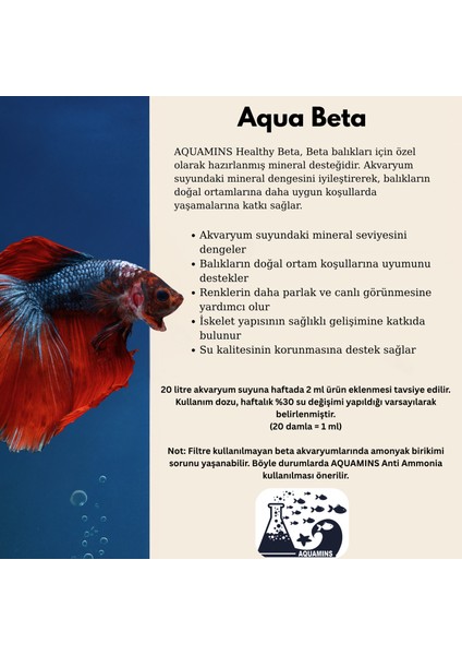 Beta – Beta Balıkları Için Renk Artırıcı Mineral Takviyesi 100 ml