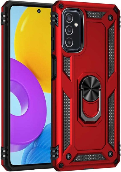 Samsung Galaxy M52 Uyumlu Kılıf Çift Katmanlı Polikarbon Koruma ve Manyetik Tutucu Stand Yüzük fiyatları