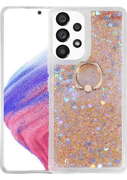 Samsung Galaxy A53 5g Kılıf Hareketli Özel Sıvı Dolgulu Parlak Sim ve Yüzüklü K-Pop Kapak