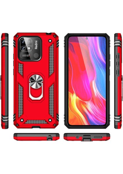 Xiaomi Poco C40 Kılıf Çift Katmanlı Polikarbon Koruma ve Manyetik Tutucu Stand Yüzük fırsatları