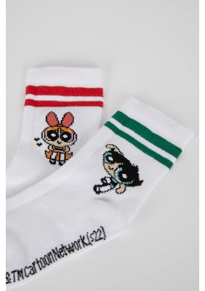 Kız Çocuk PowerPuff Girls 2'li Pamuklu Uzun Çorap X2217A6NS