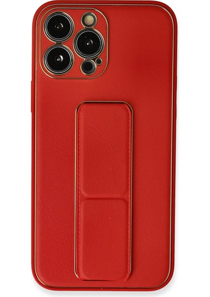 Iphone 13 Pro Max Kılıf Coco Deri Standlı Kapak - Kırmızı Svlrs