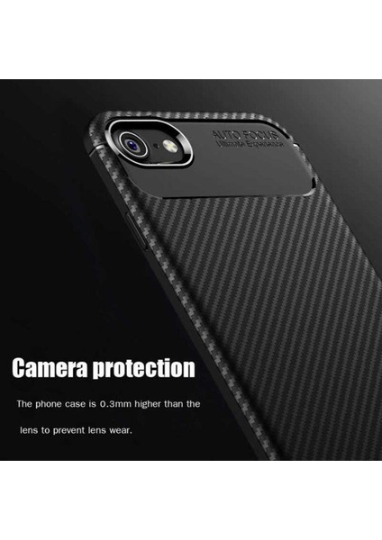 Apple iPhone Se 2020 Kılıf Karbon Fiber Görünümlü Ultra Ince Carbon Case