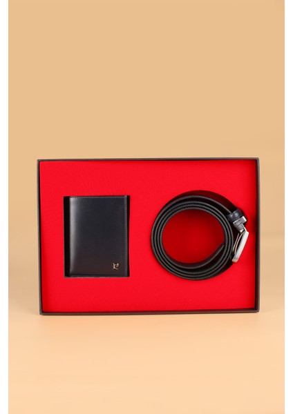 -Set 2- % 100 Hakiki Deri Özel Hediye Kutulu Damat Kemer Cüzdan Çeyiz Seti