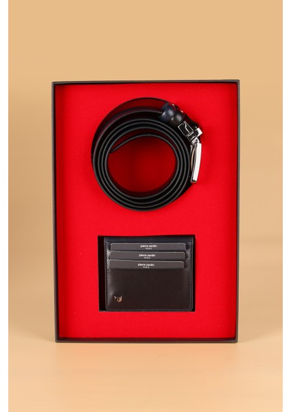 -Set 5- % 100 Hakiki Deri Özel Hediye Kutulu Damat Çift Taraflı Kemer Cüzdan Çeyiz Seti