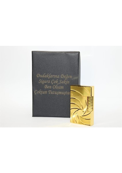 Kişiye Özel Dupont Tarz Çelik Gövde Çakmak (Gold) YÇ1204005