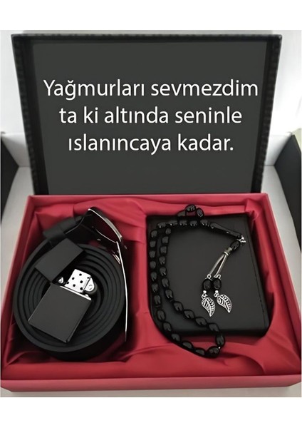 Alsepeteavm Sevgiliye Özel Hediye Cüzdan Kemer Tespih Çakmak Set