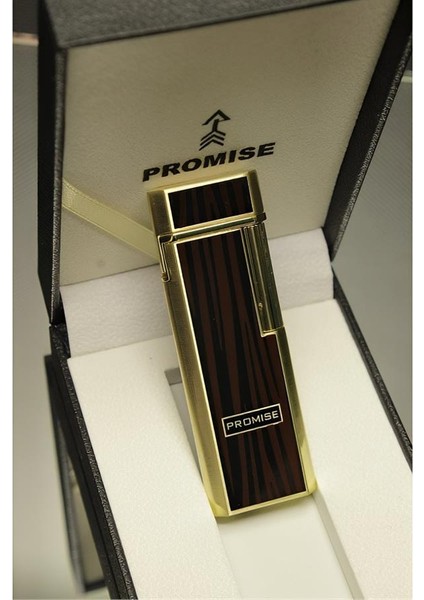 Promise Yandan Çarklı ve Özel Kutulu, Gazlı Ince Çakmak (Çizgi Desenli)