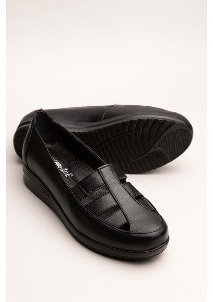 Kadın Hakiki Deri Anatomik Taban Anne Ayakkabı PYT.1207 - Siyah - 40 Siyah modelleri