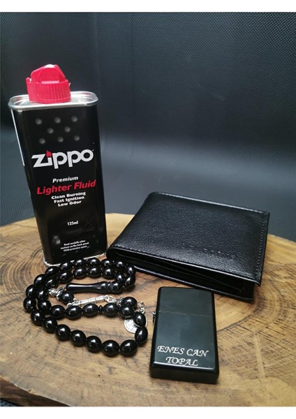 Isme Özel Zippo Benzin,zippo Çakmak,tesbih ve Cüzdan Seti