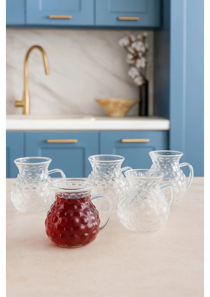 6'lı Borosilikat Cam Kulplu Üzüm Çay Bardağı fiyatları