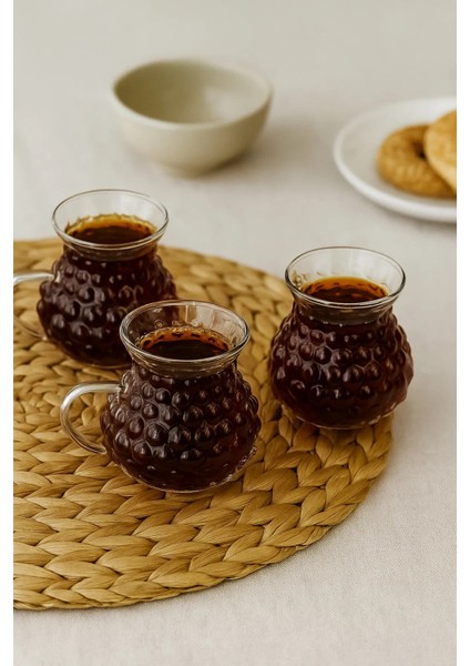 6'lı Borosilikat Cam Kulplu Üzüm Çay Bardağı modelleri