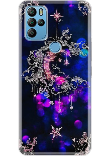 General Mobile Gm 21 Pro Kılıf Pure Modern Desenli Silikon Kapak Ayyıldız Neon Mandala