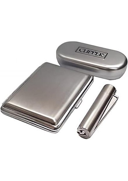 Kişiye Özel Metal Tabaka Kutulu Clipper Çakmak Set
