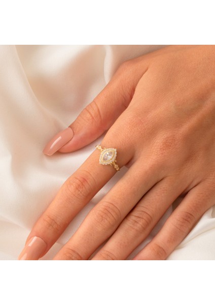 Carla 1.10 CT Mekik Pırlanta Montörü(Mekik)Taşlı Evlilik Teklifi Kadın 925 Ayar Gümüş Yüzük