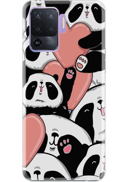Oppo Reno 5 Lite Uyumlu Kılıf Silikon Desenli Resimli Uv Kapak Sevimli Panda fiyatları