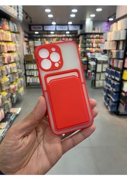 Apple iPhone 13 Pro Kılıf Kredi Kartlıklı Silinebilir Arkası Mat Silikon Kenar Renkli modelleri