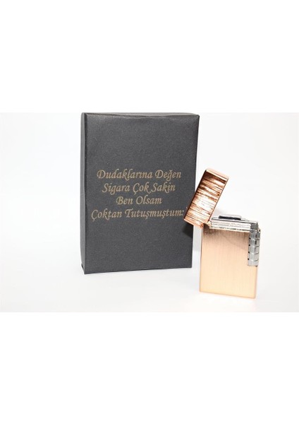 Kişiye Özel Dupont Tarz Çelik Gövde Çakmak (Rose Gold) YÇ1204001