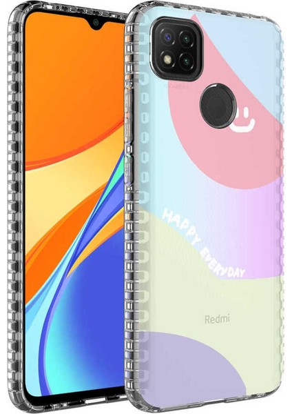 Xiaomi Redmi 9c Kılıf Airbag Kenarlı Renkli Desenli Silikon Elegans Kapak