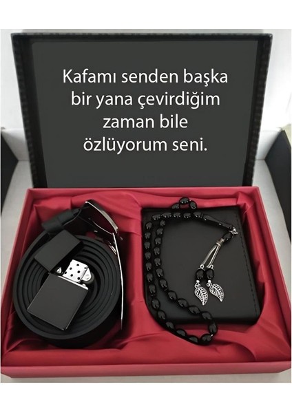 Alsepeteavm Sevgiliye Özel Hediye Cüzdan Kemer Tespih Çakmak Set