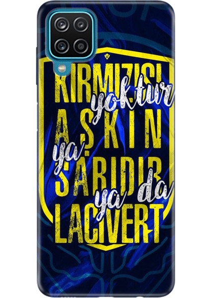 Samsung Galaxy A12 Pure Modern Desenli Silikon Kılıf Aşkın Rengi Sarı Lacivert