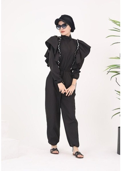 Sarah Model Tasarım Tesettur Paraşüt Kumaş Tulum Mayo