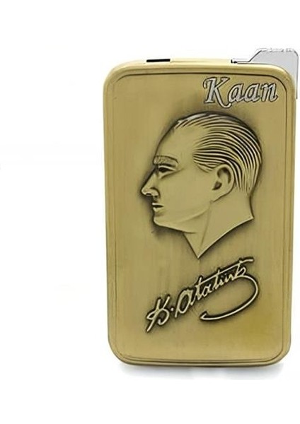 Kişiye Özel Atatürk Temalı Eskitme Bronz Renk Manyotorlu Metal Çakmak modelleri