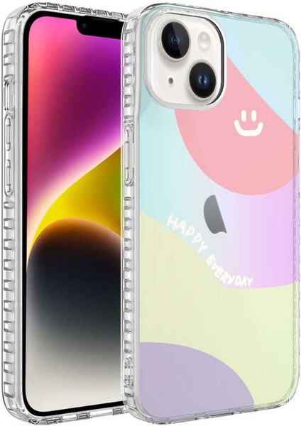 Apple iPhone 13 Uyumlu Kılıf Airbag Kenarlı Renkli Desenli Silikon Elegans Kapak