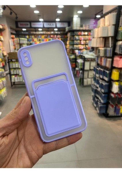 Apple iPhone Xs Max Kılıf Kredi Kartlıklı Silinebilir Arkası Mat Silikon Kenar Renkli modelleri