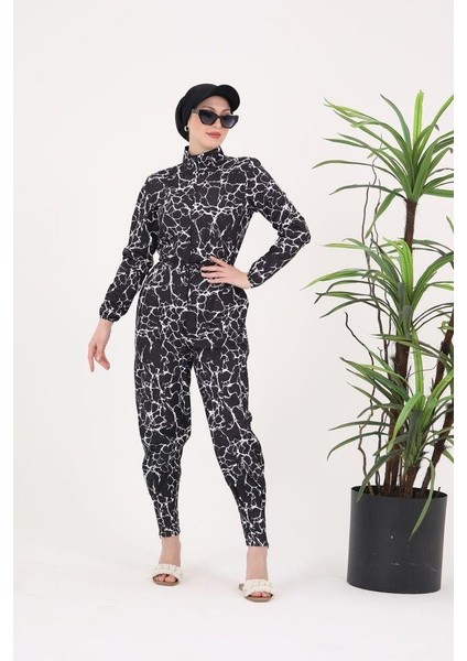 Mermer Desen Tasarım Tesettür Paraşüt Kumaş Tulum Mayo