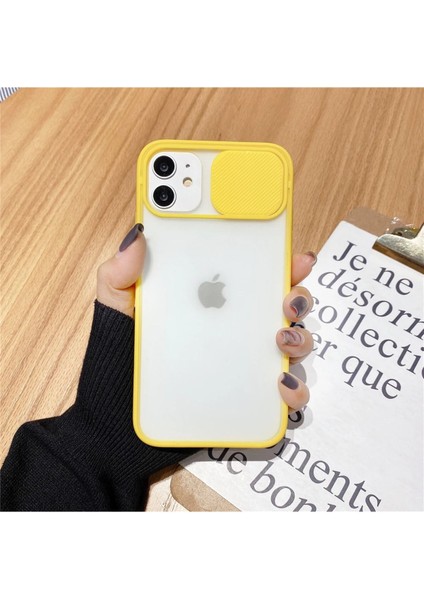 Apple iPhone 11 Uyumlu Kılıf Kamera Kapaklı Lens Korumalı Mat Arka Kenarları Renkli Kılıf