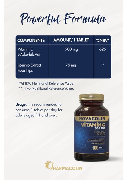 Vitamin C Rose Hips 500 Mg 100 Tablet indirimleri