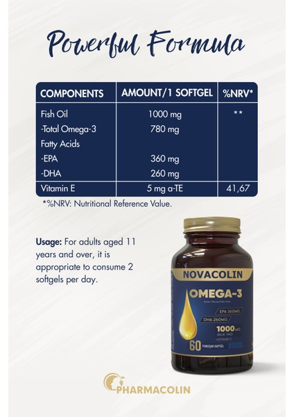 Novacolın Omega-3 1000 MG 60 Softgel indirimleri