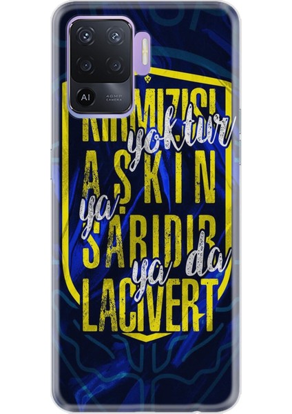 Oppo Reno 5 Lite Kılıf Silikon Desenli Coloured Uv Kapak Aşkın Rengi Sarı Lacivert