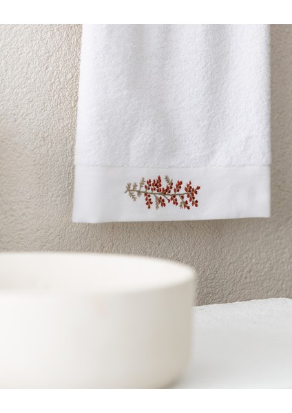 Slyvia Nakışlı %100 Pamuk Yüz Havlusu - Beyaz - 50X76 cm fiyatları