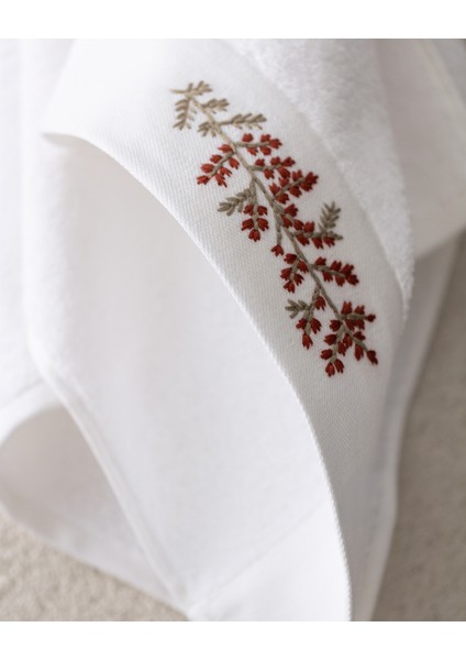 Slyvia Nakışlı %100 Pamuk Yüz Havlusu - Beyaz - 50X76 cm fırsatları