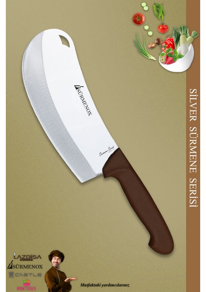 Sürmene Silver Serisi Kahve Sap Mutfak Bıçak Seti Pide Börek Pizza Salata Bıçağı (SRM-032)