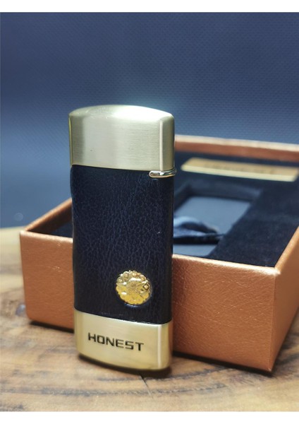 Kişiye Özel Honest Gold Deri Kaplama Şarjlı Çakmak