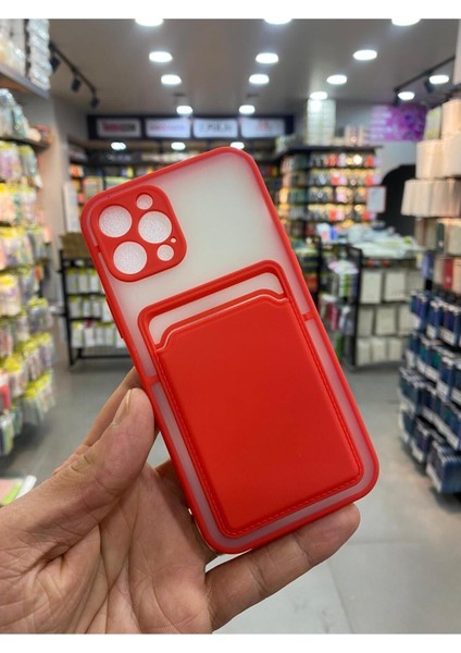 Apple iPhone 12 Pro Kılıf Kredi Kartlıklı Silinebilir Arkası Mat Silikon Kenar Renkli modelleri