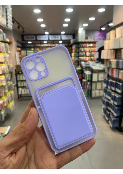 Apple iPhone 12 Pro Kılıf Kredi Kartlıklı Silinebilir Arkası Mat Silikon Kenar Renkli modelleri