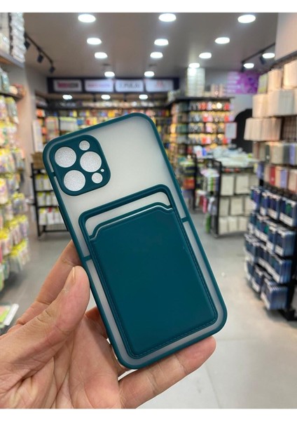 Apple iPhone 12 Pro Kılıf Kredi Kartlıklı Silinebilir Arkası Mat Silikon Kenar Renkli fırsatları